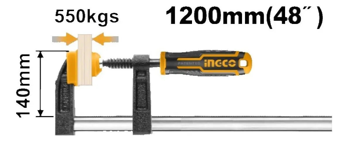 Prensa Sargento En F Industrial 140x1200 Mm Ingco
