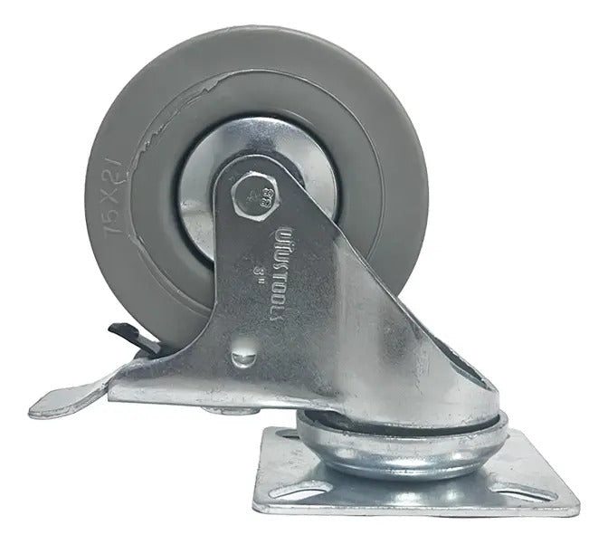 Rueda Industrial Gris 3" 70kg Con Freno