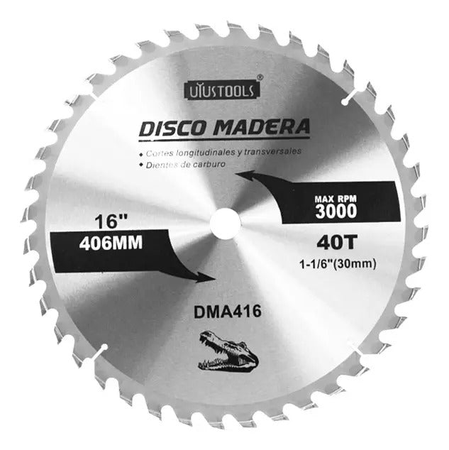 Disco Sierra 16" x 40 Dientes Madera