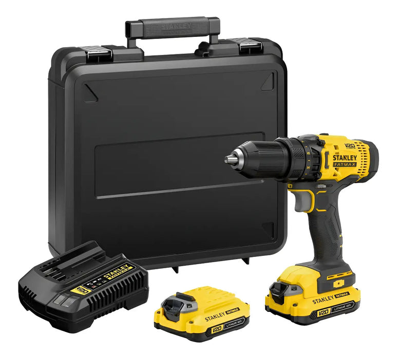 Kit Taladro Atornillador Con 2 Baterías, Cargador y Maleta Stanley
