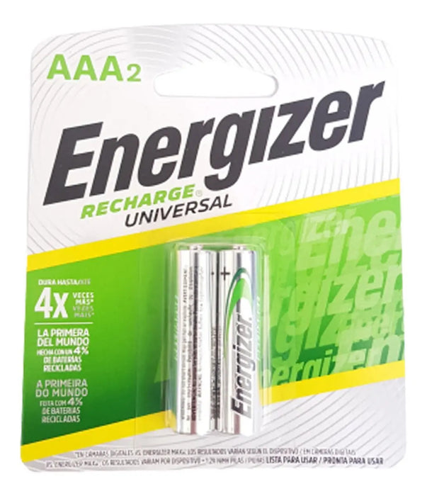 Pack 2 Pilas AAA Recargables Energizer 700mAh