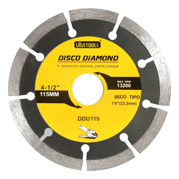 Disco Diamantado Corte Ceramica Concreto Piedra Bloque 4 1/2 Amarillo