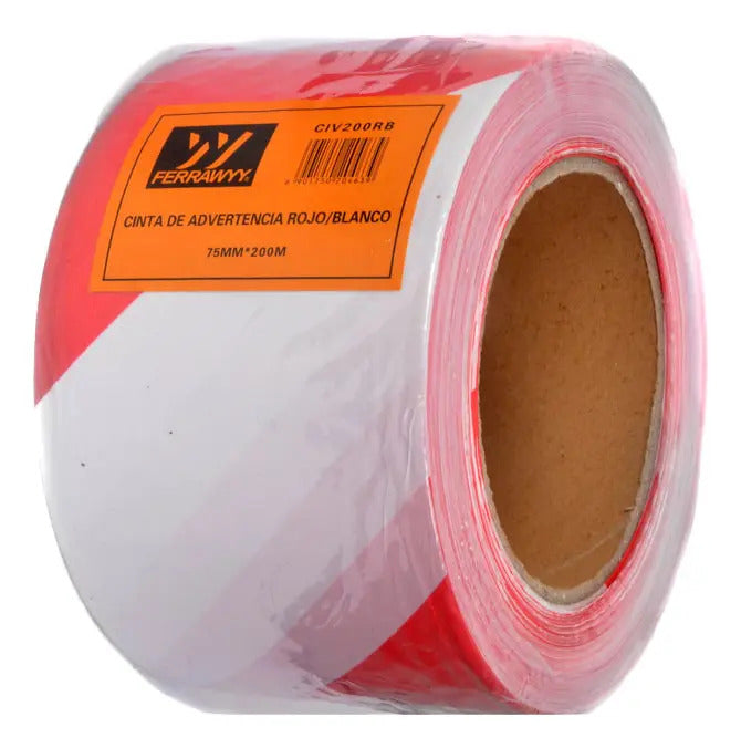 Cinta de Advertencia Rojo/Blanco 75mmx200m